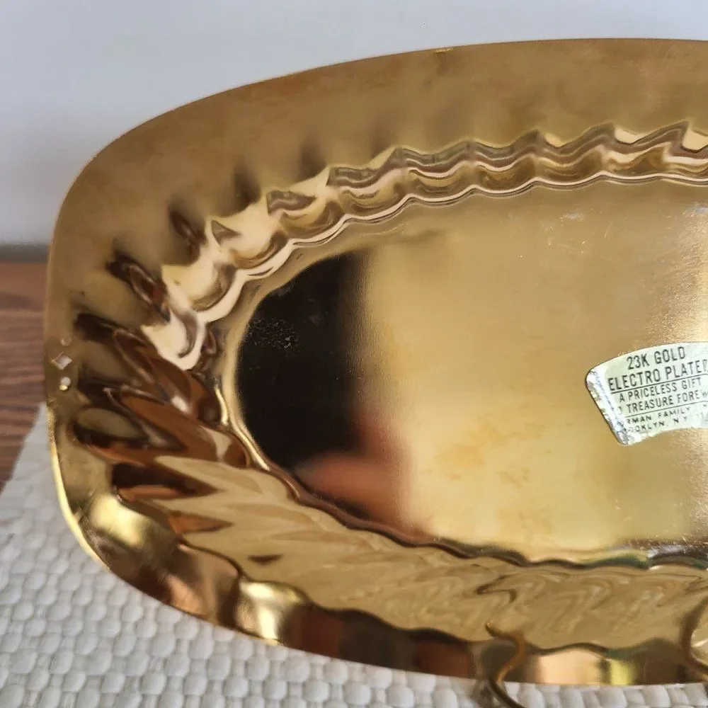 Vintage Forman Metal Gold Tone Serving Tray Platter 23K Gold Electro Plated
